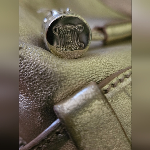 CELINE Authentic Bittersweet Gold Metallic Leather Shoulder Bag Puse Hobo Italy - Picture 14 of 16